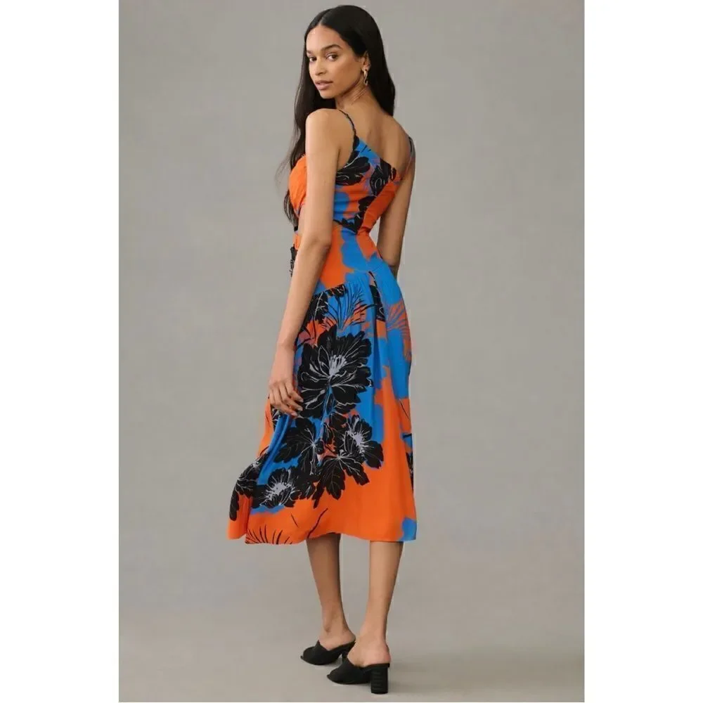 NEW Anthropologie Plenty by Tracy Reese Floral Asymmetrical Cut Out Dress Small - Picture 2 of 4
